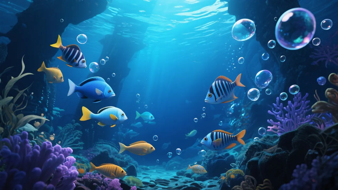 清澈海底世界与跃动的鱼群